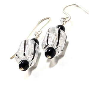 Sterling Silver 925 Jet Black Gems Drop Dangle Earring 925 Everyday Jewelry 2.7g